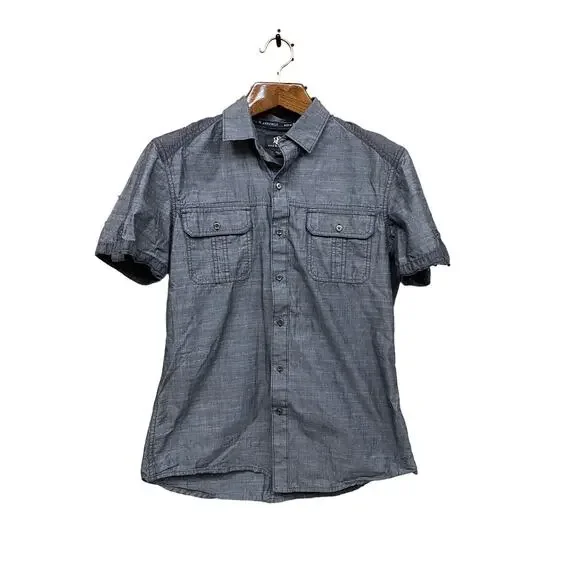 rock and republic dress shirts Rock & Republic Shirt Mens Small Blue Button Down Dress Shirt 100% Cotton